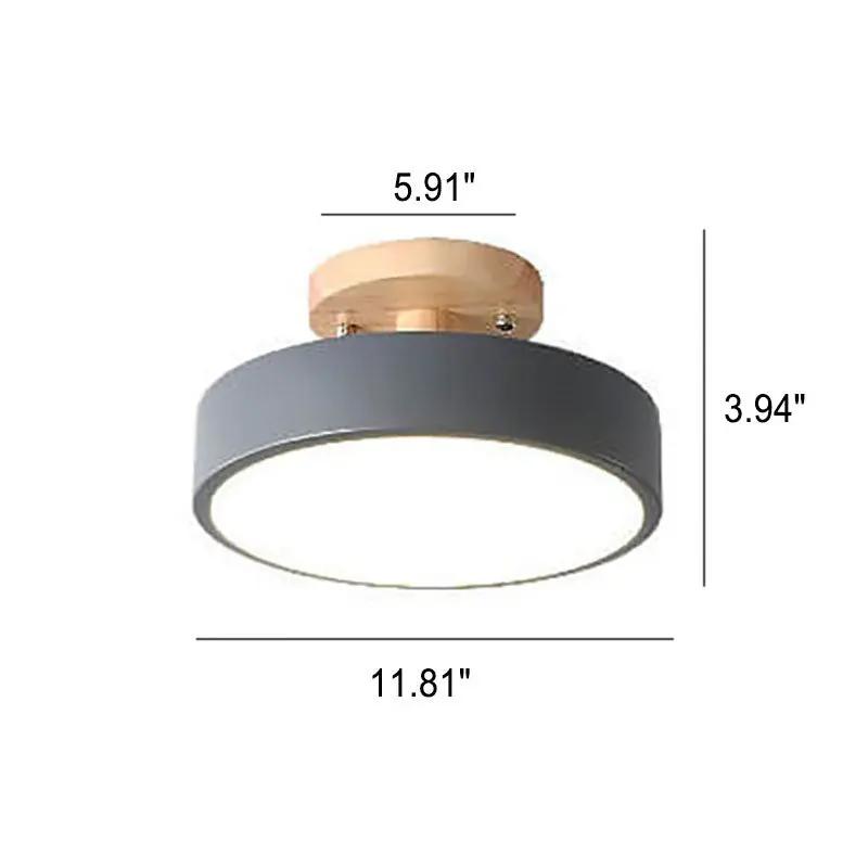 Nordic Wood LED Ceiling Light – Round Semi-Flush Mount Fixture with Natural Log Finish for Bedroom & Living Room - TARHUS