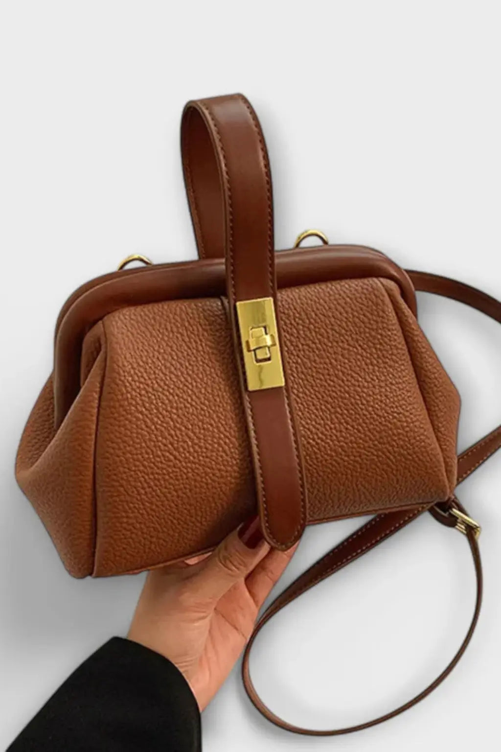 Joanna | Women Structured Mini Top Handle Crossbody Bag with Gold Clasp TARHUS