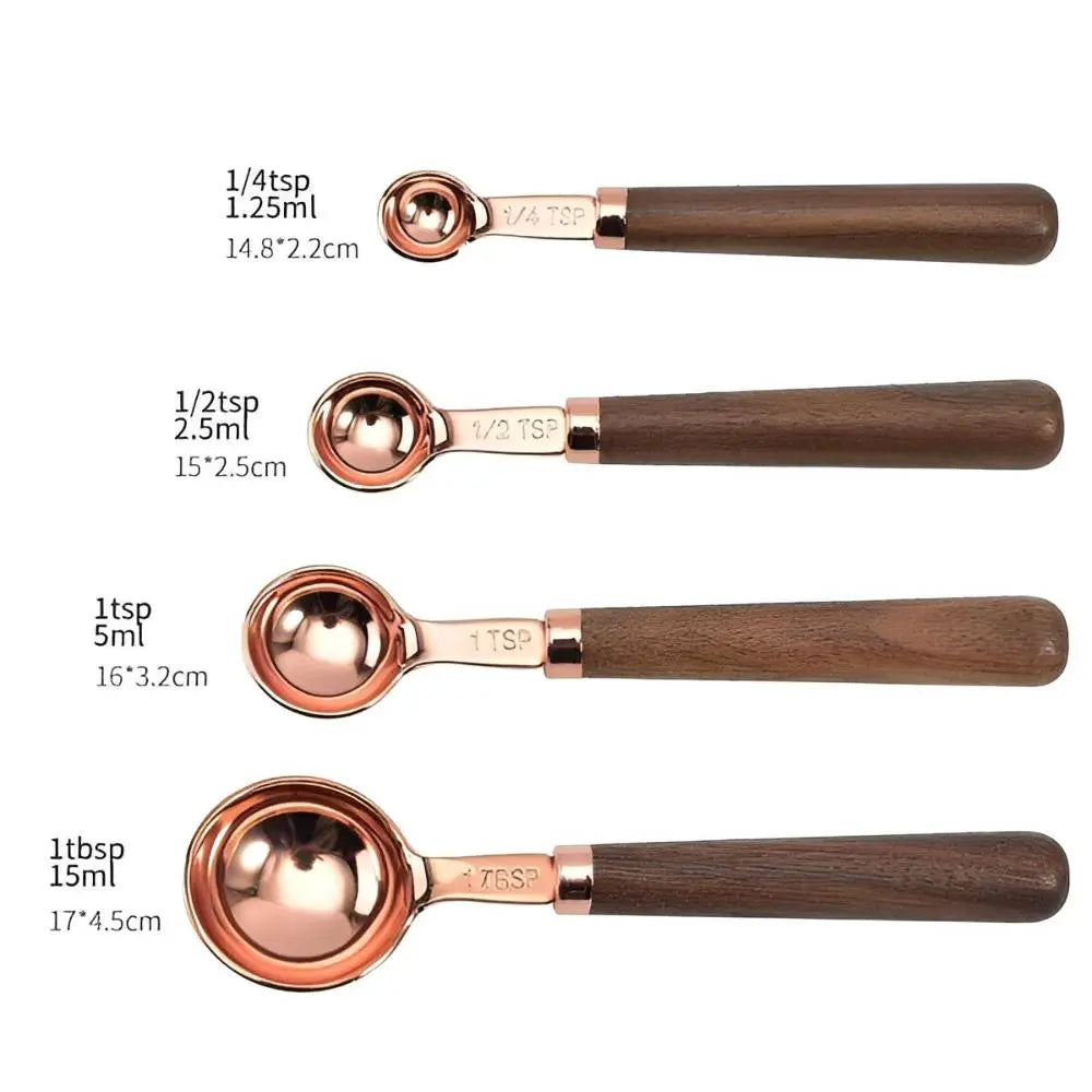 Copper Measuring Set | Cups & Spoons – Walnut Handle Kitchen Tools TARHUS Cooking Utensils