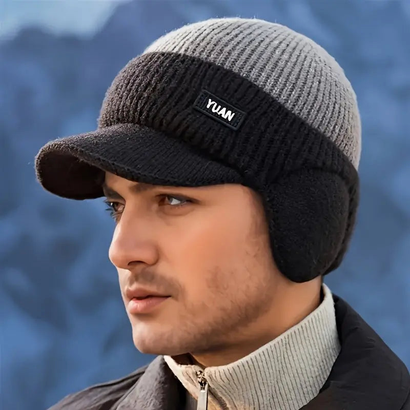 Men’s Winter Beanie with Ear Flaps – Warm Knit Outdoor Hat - TARHUS