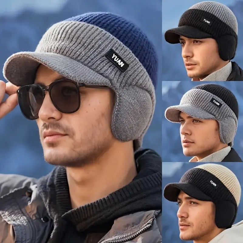 Men’s Winter Beanie with Ear Flaps – Warm Knit Outdoor Hat - TARHUS