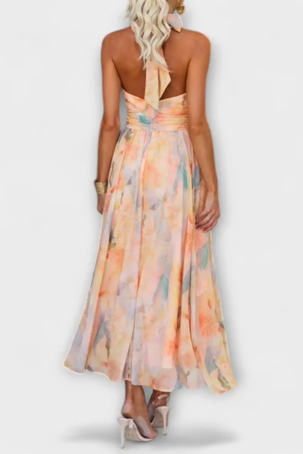Isolde | Women Abstract Print Halter Neck Maxi Dress TARHUS Dress