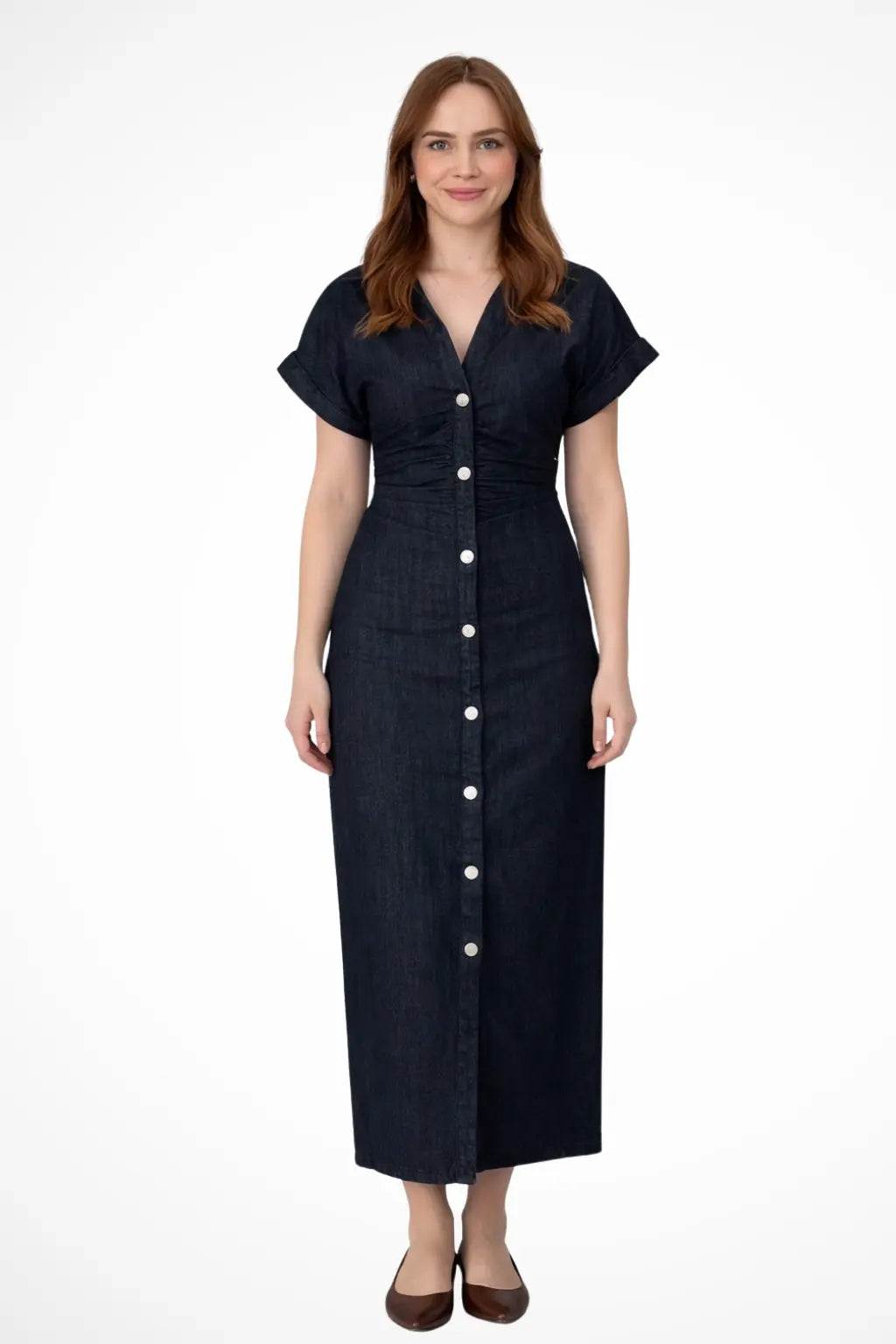 Juniper | Women’s Button Front Denim Maxi Dress with Lapel Collar TARHUS Maxi Dress