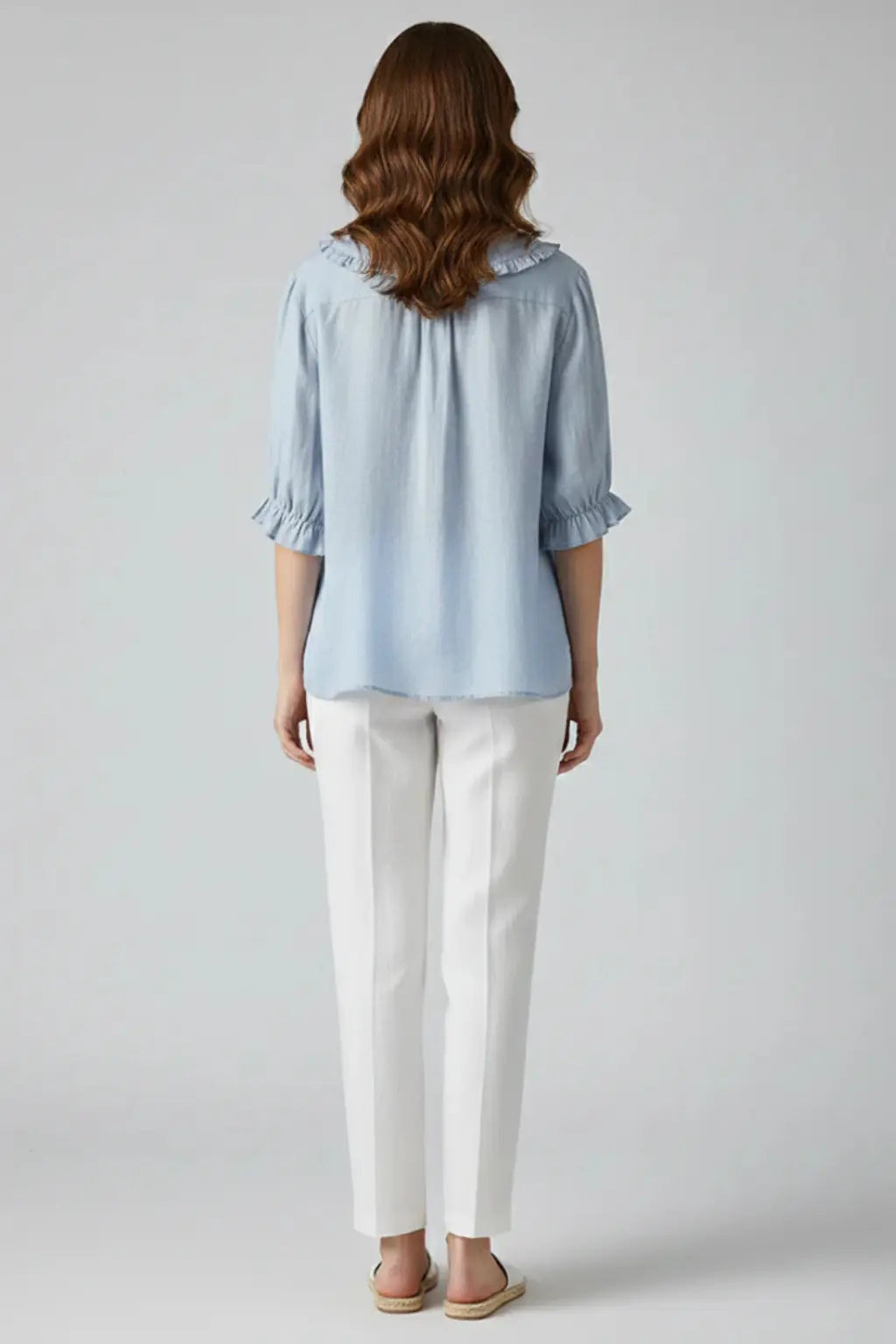 Harriet | Women Ruffle Collar Button Down Blouse with Frill Sleeves TARHUS