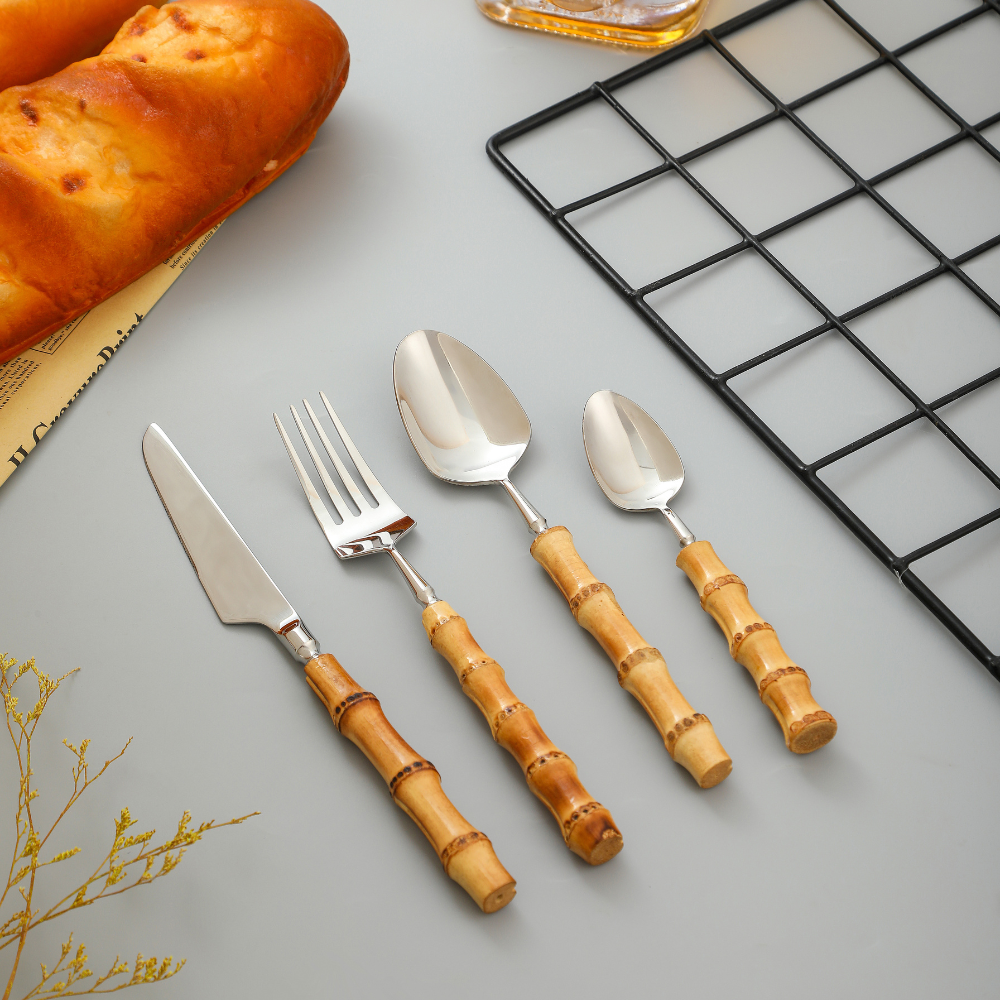 Bamboo | Natural Flatware Set – Eco-Friendly Dining Utensils for Modern Tableware TARHUS Kitchen Accessories