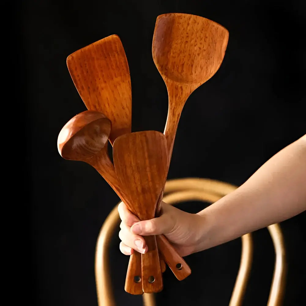 Wooden Kitchen Utensil Set | Natural Hardwood – Everyday Cooking Tools TARHUS Cooking Utensils
