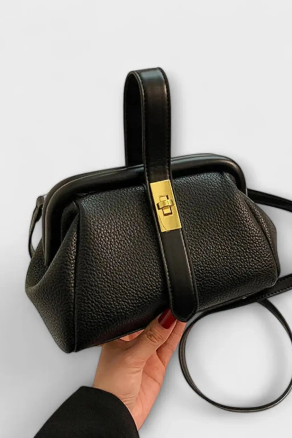 Joanna | Women Structured Mini Top Handle Crossbody Bag with Gold Clasp TARHUS