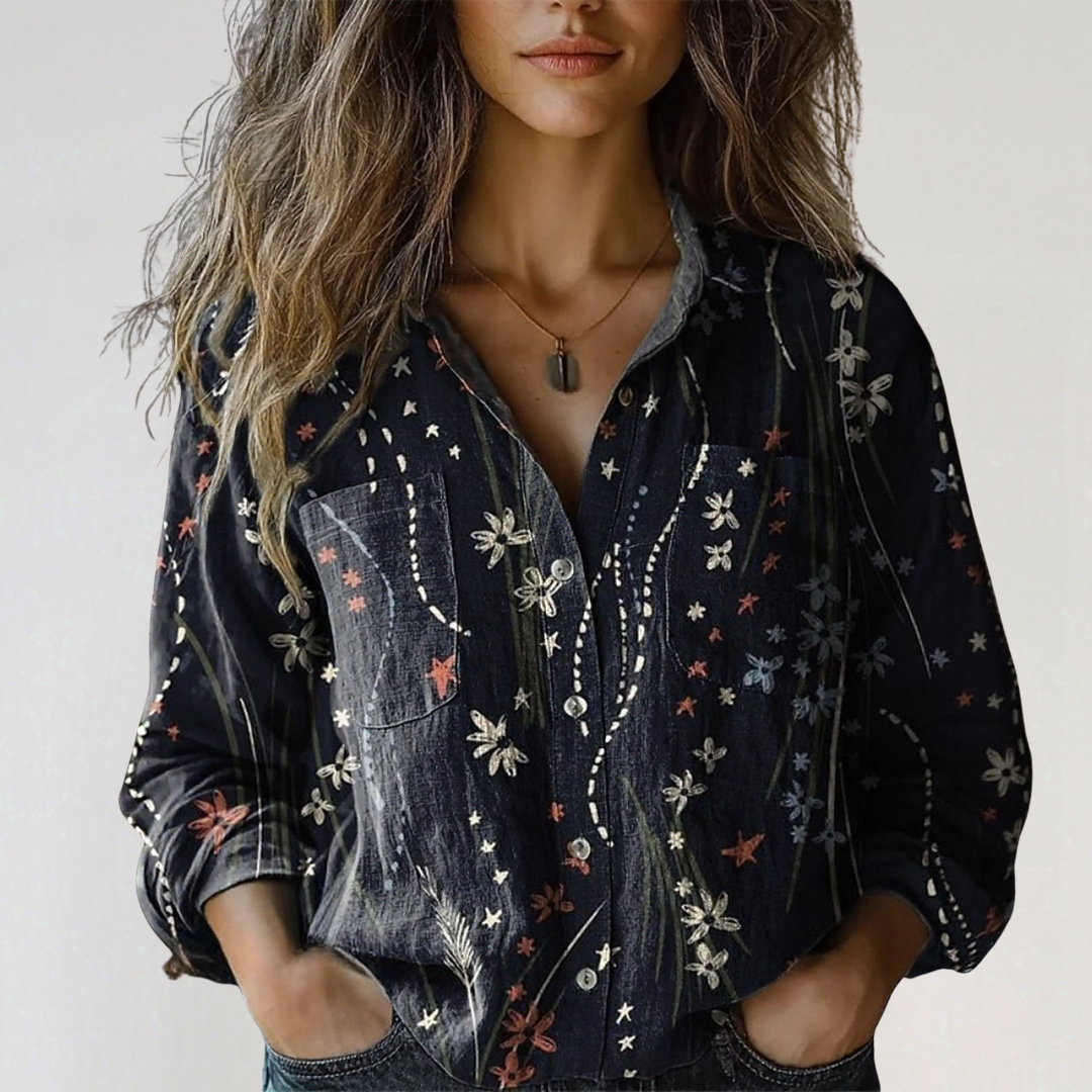 Georgeena | Vintage Cotton Long Sleeve Shirt – Women’s Casual Button Down Blouse TARHUS Women Clothing