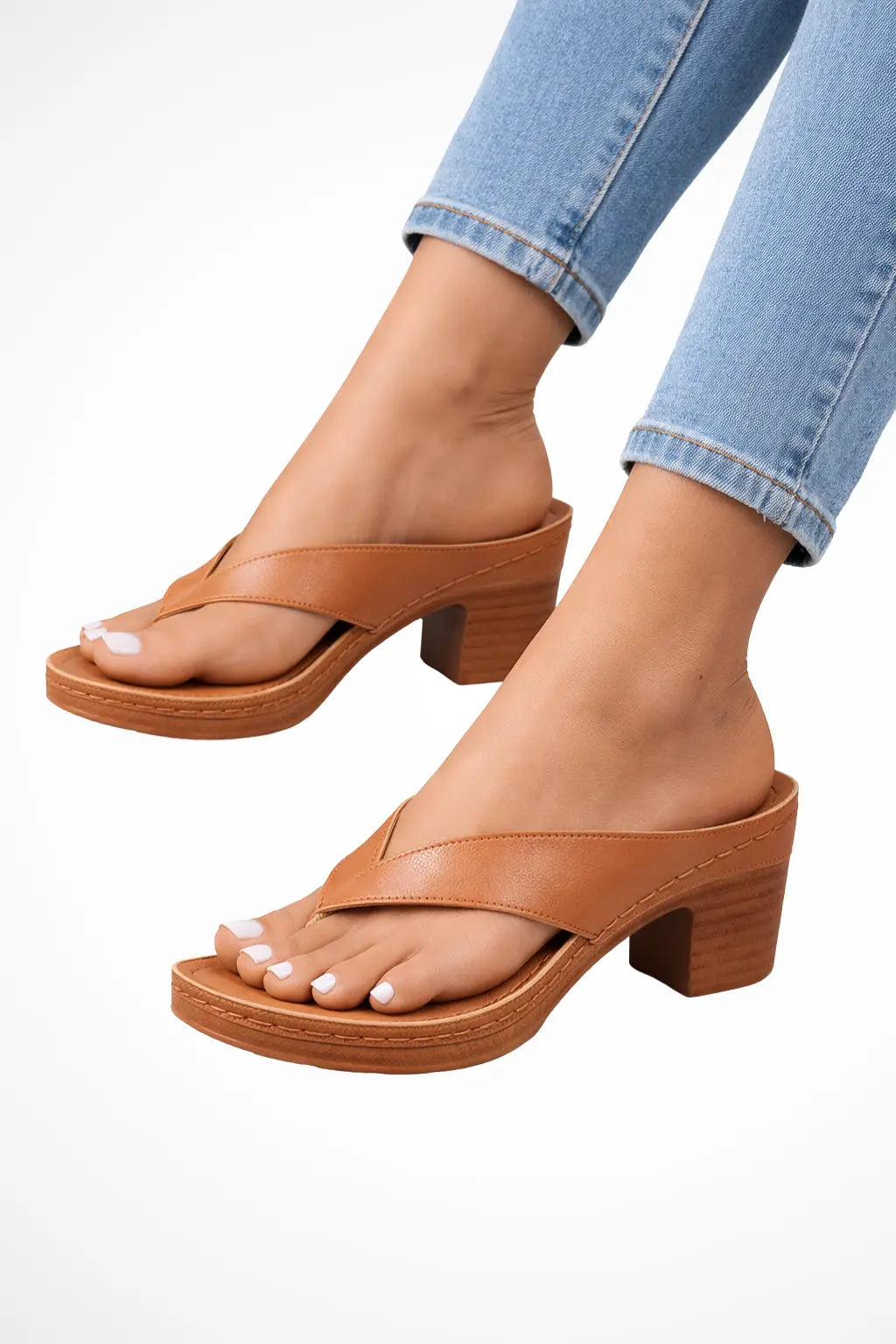 Felicity | Women Metallic Toe Post Block Heel Flip Flop Sandals TARHUS