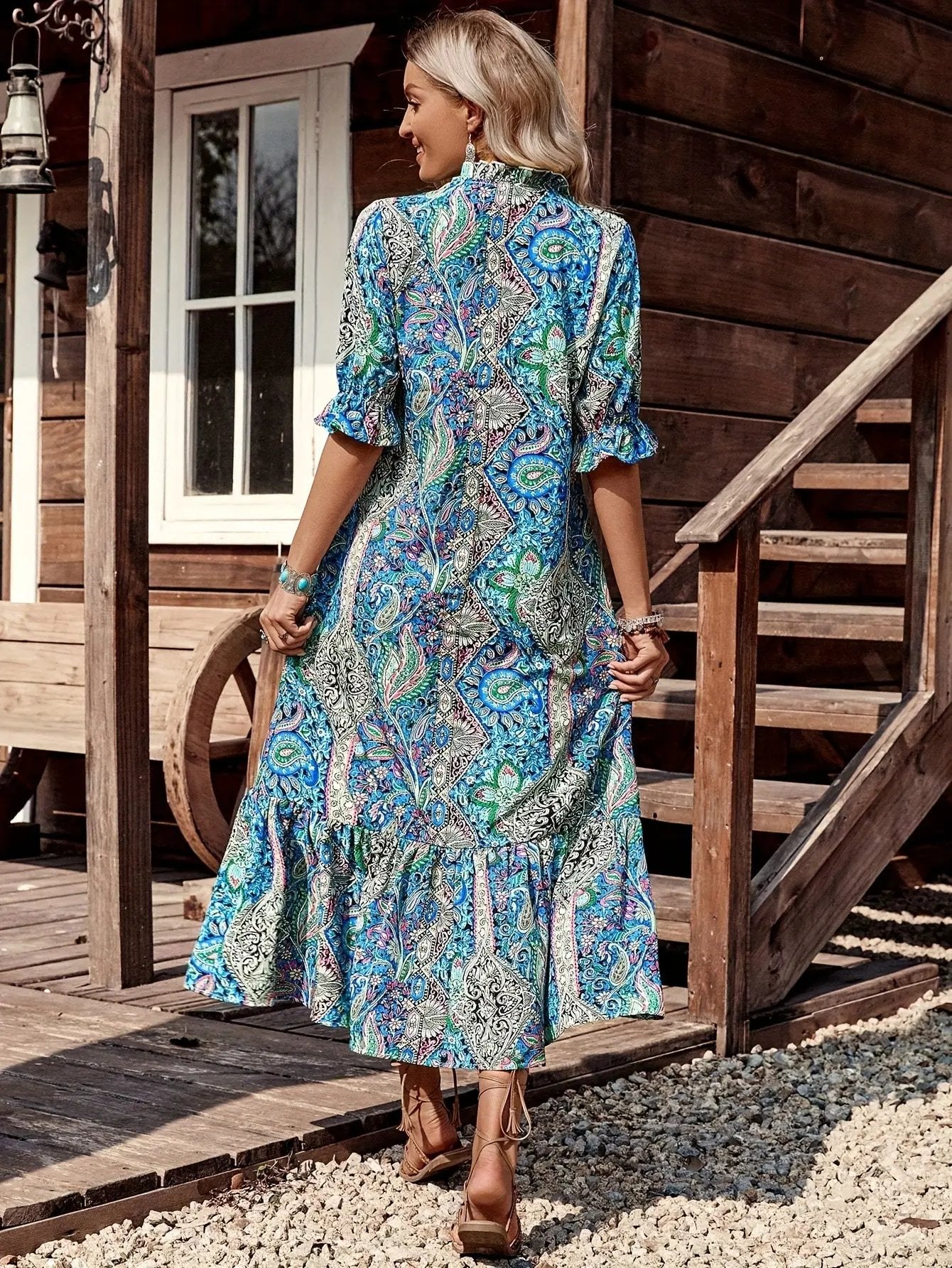 Western Boho Paisley Long Dress - TARHUS