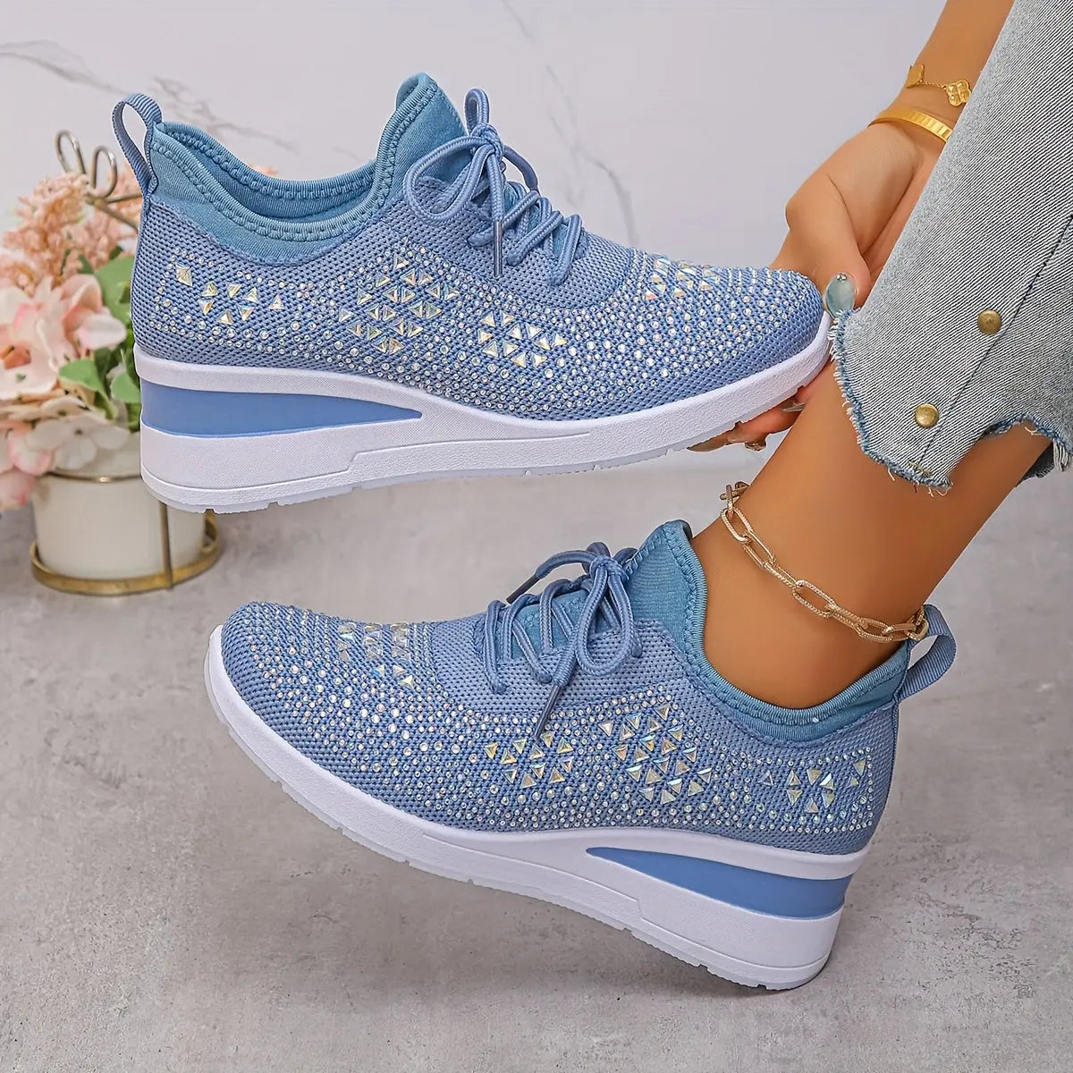 Women’s Orthopedic Fashion Sneakers – Breathable Walking Shoes with Rhinestone TARHUS Women Shoes