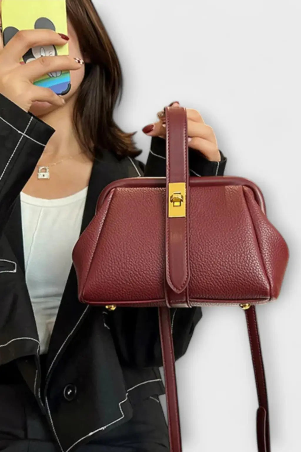 Joanna | Women Structured Mini Top Handle Crossbody Bag with Gold Clasp TARHUS