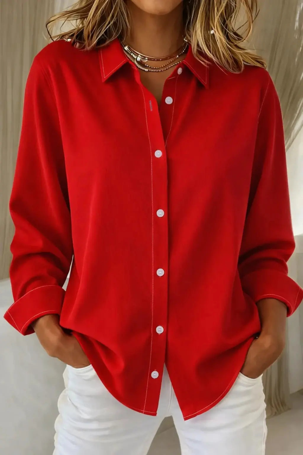 Darcy | Women Relaxed Fit Long Sleeve Collared Button Down Shirt TARHUS