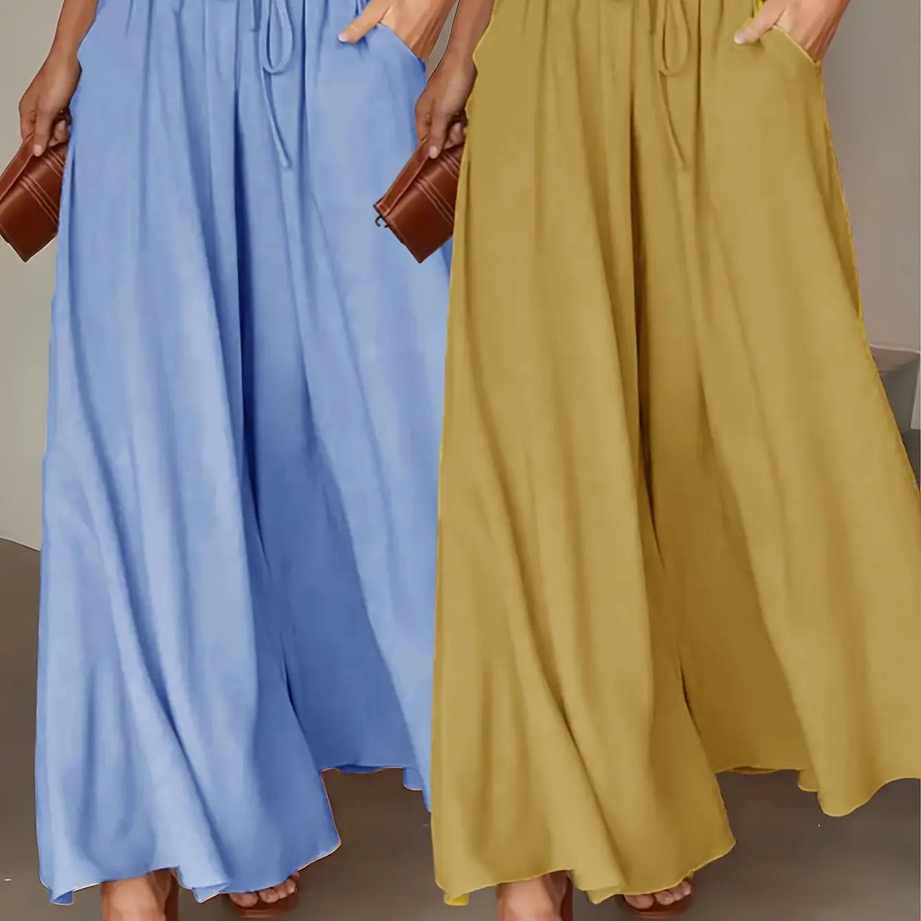 Maria | 2-Pack Women's High-Waisted Wide-Leg Lounge Pants with Pockets - TARHUS