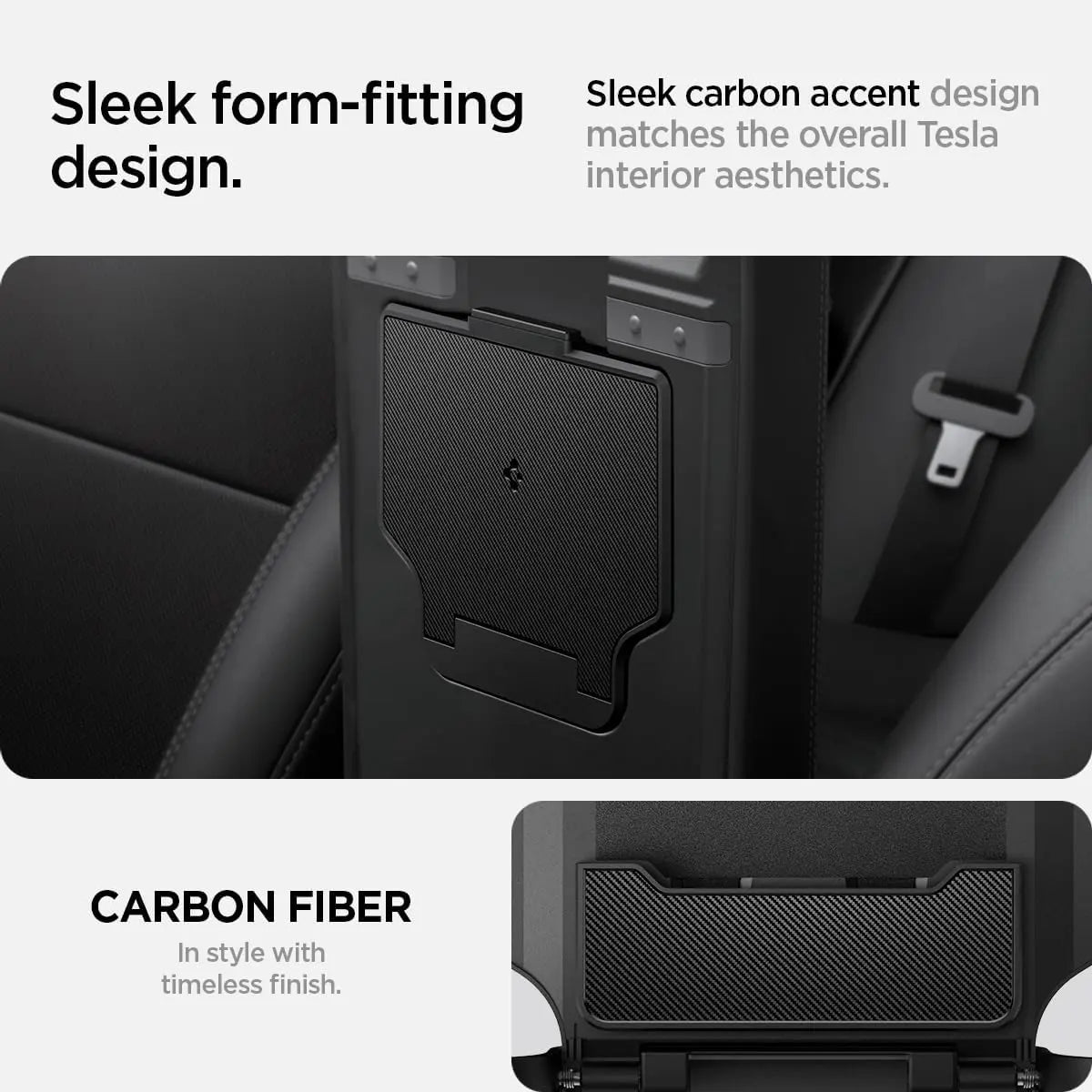 Spigen One-Tap Hidden Storage Box – Carbon Edition Console Organizer for Tesla Model Y (2025/2026 Juniper) & Model 3 (2024/2025 Highland) - TARHUS