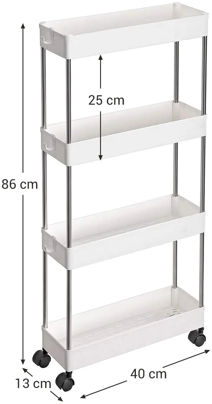 Space Saving 4-Tier Storage Trolley White - TARHUS