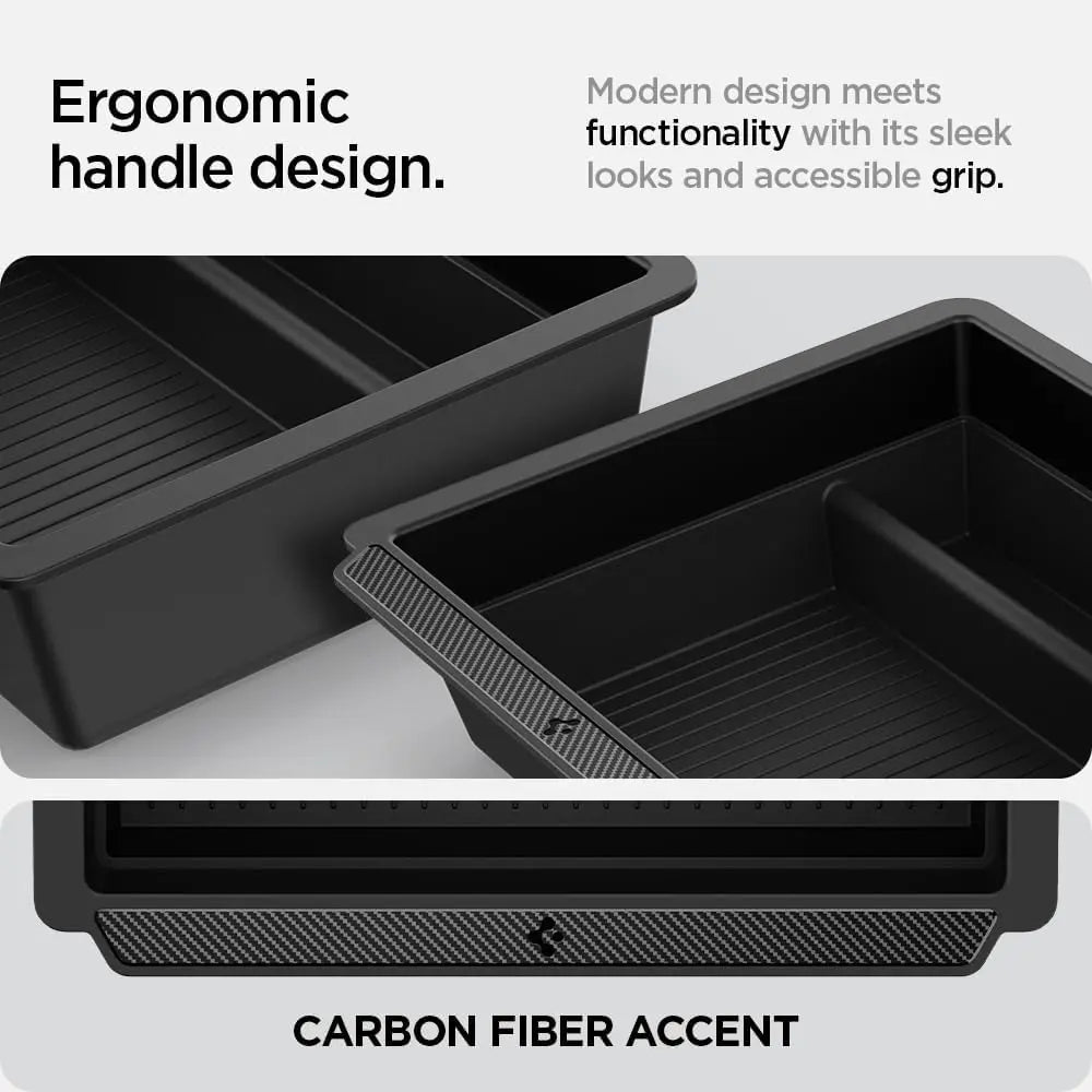 Spigen One-Tap Hidden Storage Box – Carbon Edition Console Organizer for Tesla Model Y (2025/2026 Juniper) & Model 3 (2024/2025 Highland) - TARHUS