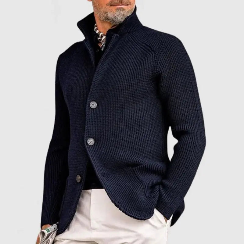 Men's Knitted Cardigan - Classic Button-Up Sweater with Ribbed Design for Sophisticated Style - TARHUS