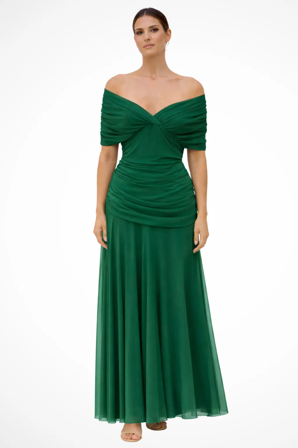 Gaby | Women Elegant Off-Shoulder Pleated Summer Dress TARHUS Women's Dress