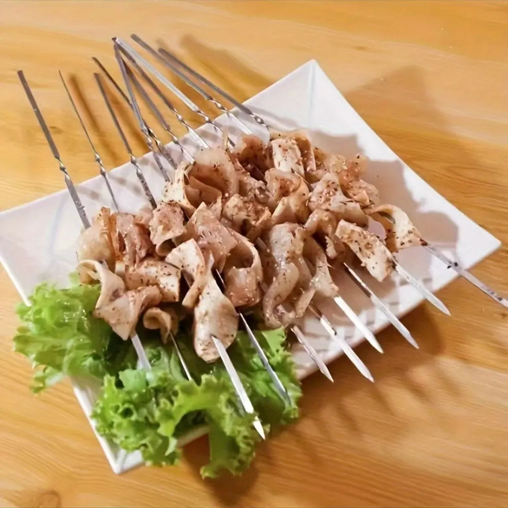 FlameCraft | Stainless Steel BBQ Skewers Set – Reusable with Storage Tube TARHUS Kitchen Accessories