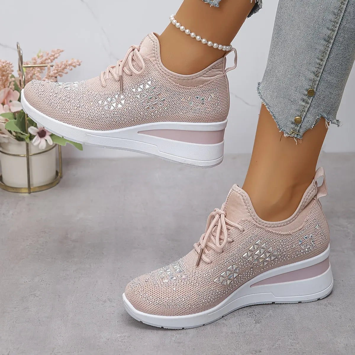 Women’s Orthopedic Fashion Sneakers – Breathable Walking Shoes with Rhinestone TARHUS Women Shoes