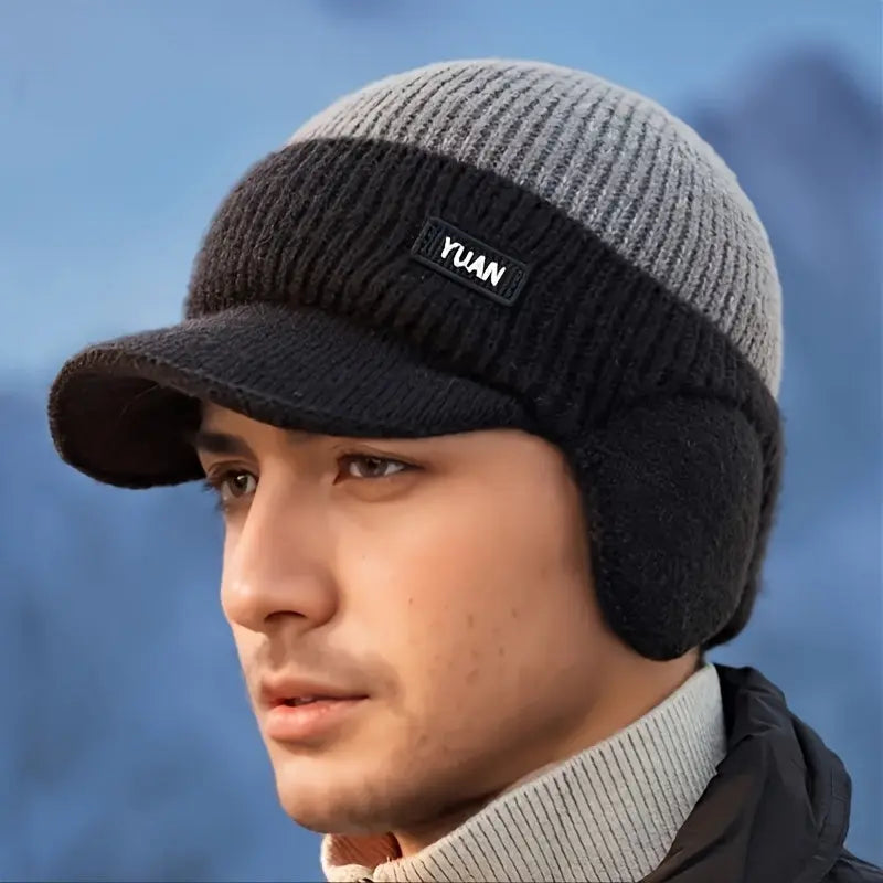 Men’s Winter Beanie with Ear Flaps – Warm Knit Outdoor Hat - TARHUS