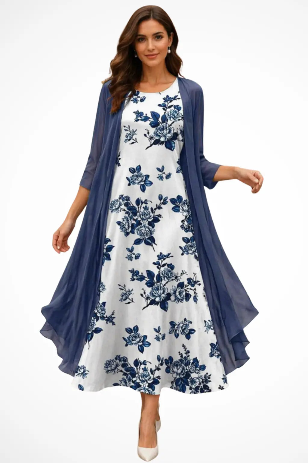 Dorothea | Women Embroidered Wedding Guest Midi Dress with Chiffon Jacket TARHUS Mother of the Bride Dresses