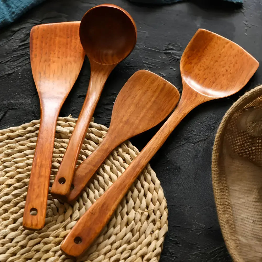 Wooden Kitchen Utensil Set | Natural Hardwood – Everyday Cooking Tools TARHUS Cooking Utensils