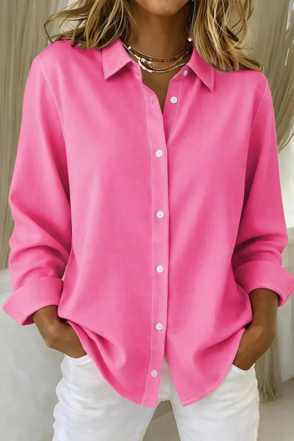 Darcy | Women Relaxed Fit Long Sleeve Collared Button Down Shirt TARHUS