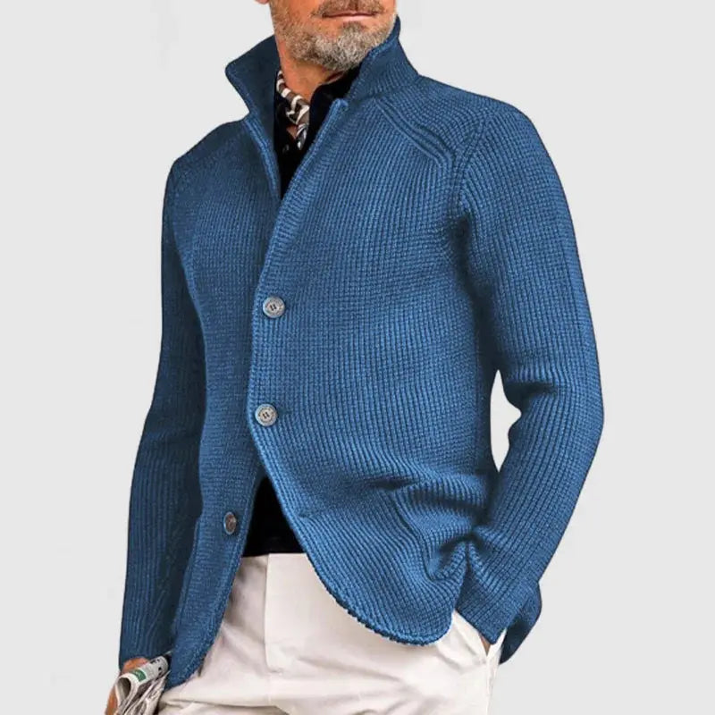 Men's Knitted Cardigan - Classic Button-Up Sweater with Ribbed Design for Sophisticated Style - TARHUS