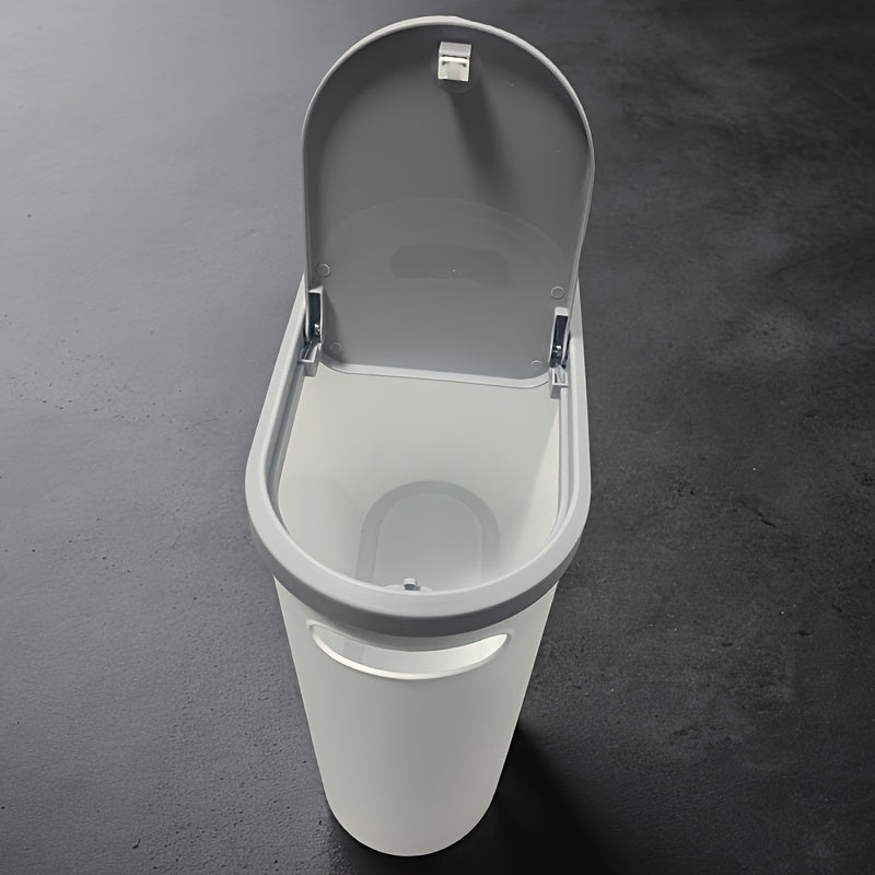 10L Bathroom Trash Can with Lid – Narrow Space Press-Type Bin for Modern Homes TARHUS Home Goods