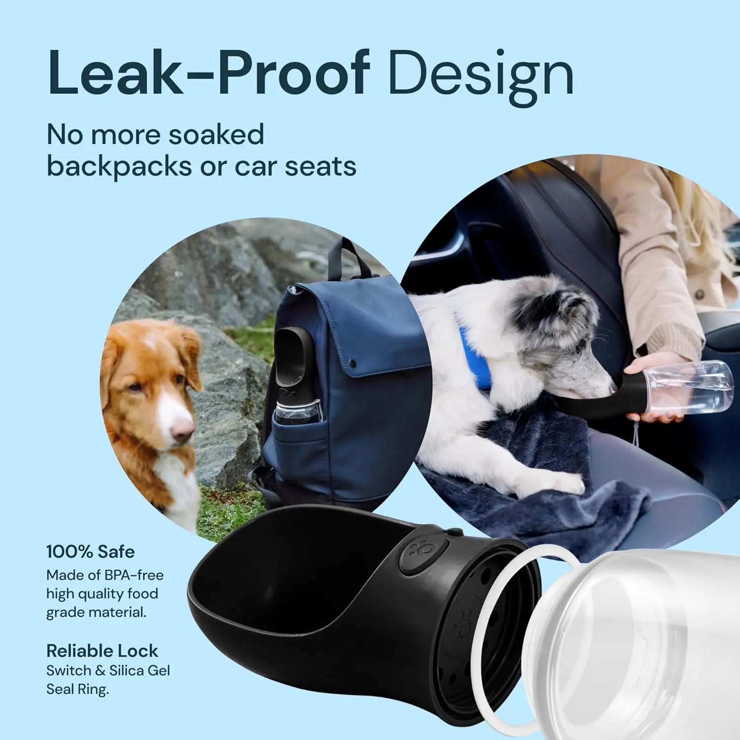 Portable Dog Water Bottle – Leak-Proof Pet Travel Dispenser with Built-In Bowl for Walking & Hiking - TARHUS