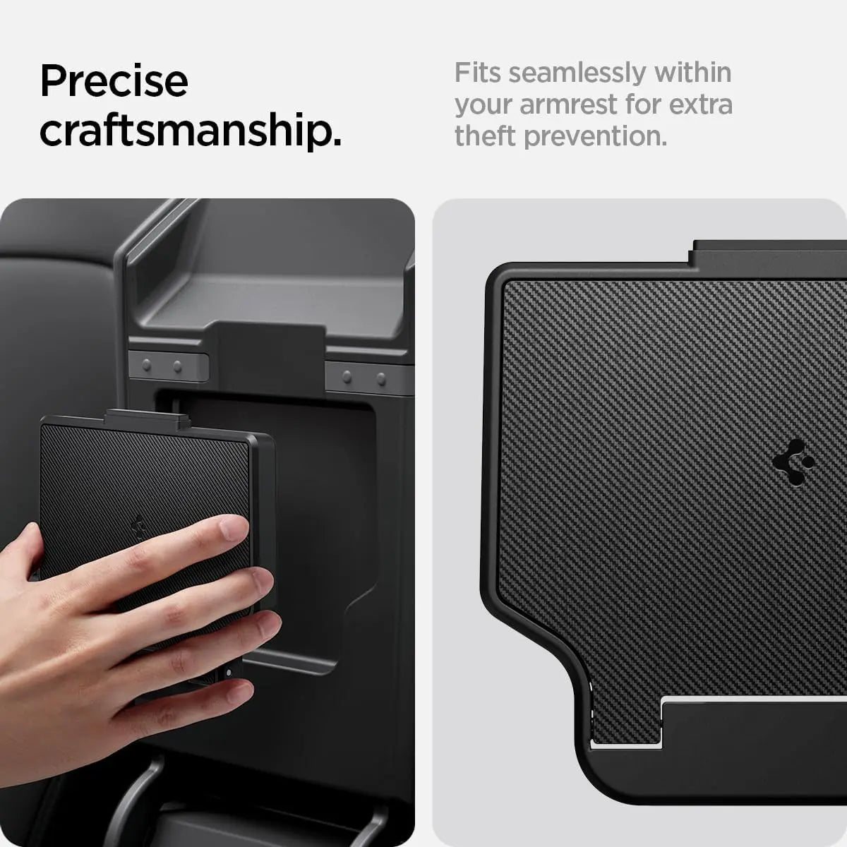 Spigen One-Tap Hidden Storage Box – Carbon Edition Console Organizer for Tesla Model Y (2025/2026 Juniper) & Model 3 (2024/2025 Highland) - TARHUS