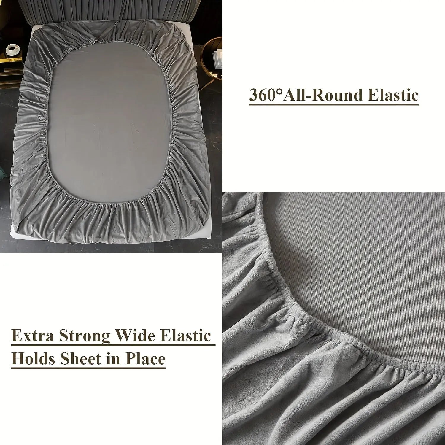 3-Piece Deep Pocket Velvet Fitted Sheet Set - Ultra-Soft Bedding with Pillowcases - TARHUS