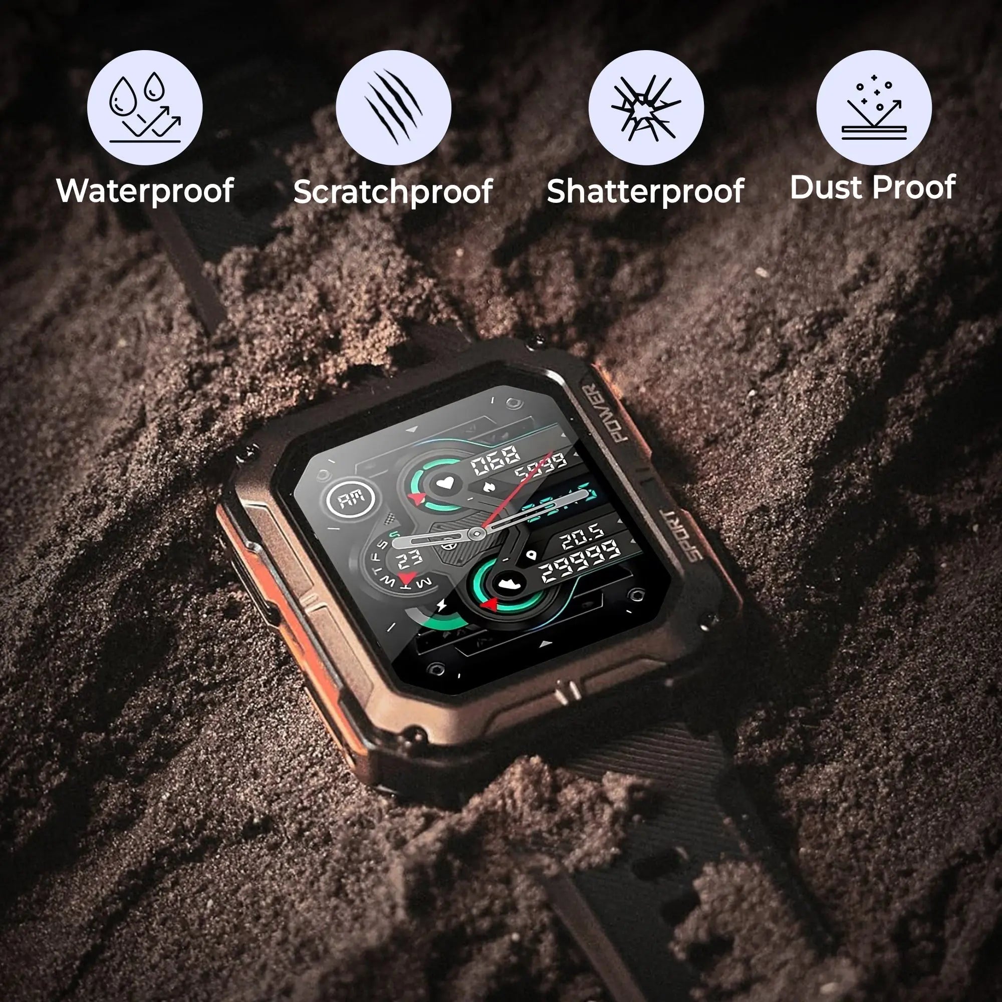 Indestructible Smartwatch – Waterproof Fitness Watch with All-Terrain Durability | Outdoor & Sports Ready - TARHUS