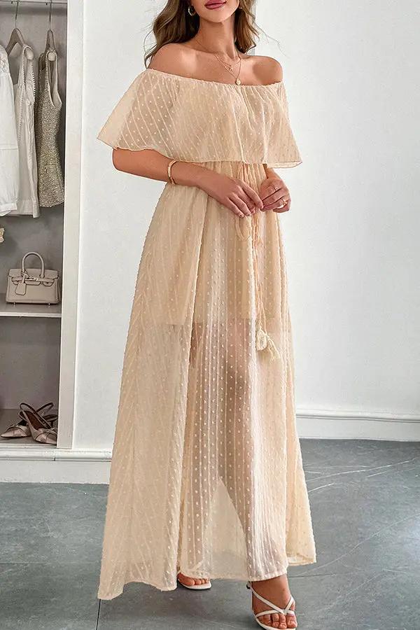 Fashion Bandeau Solid Color Maxi Dress - TARHUS