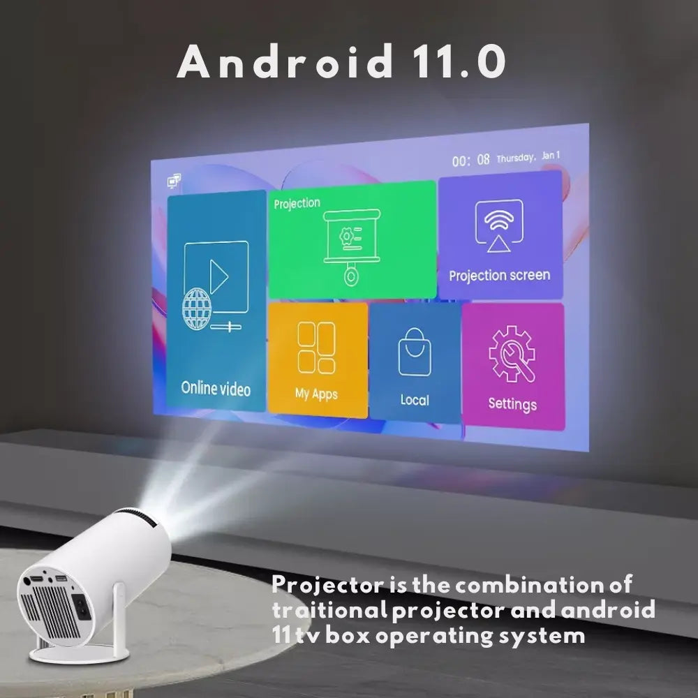 VistaCube Wireless Movie Projector - Portable Home Cinema - TARHUS