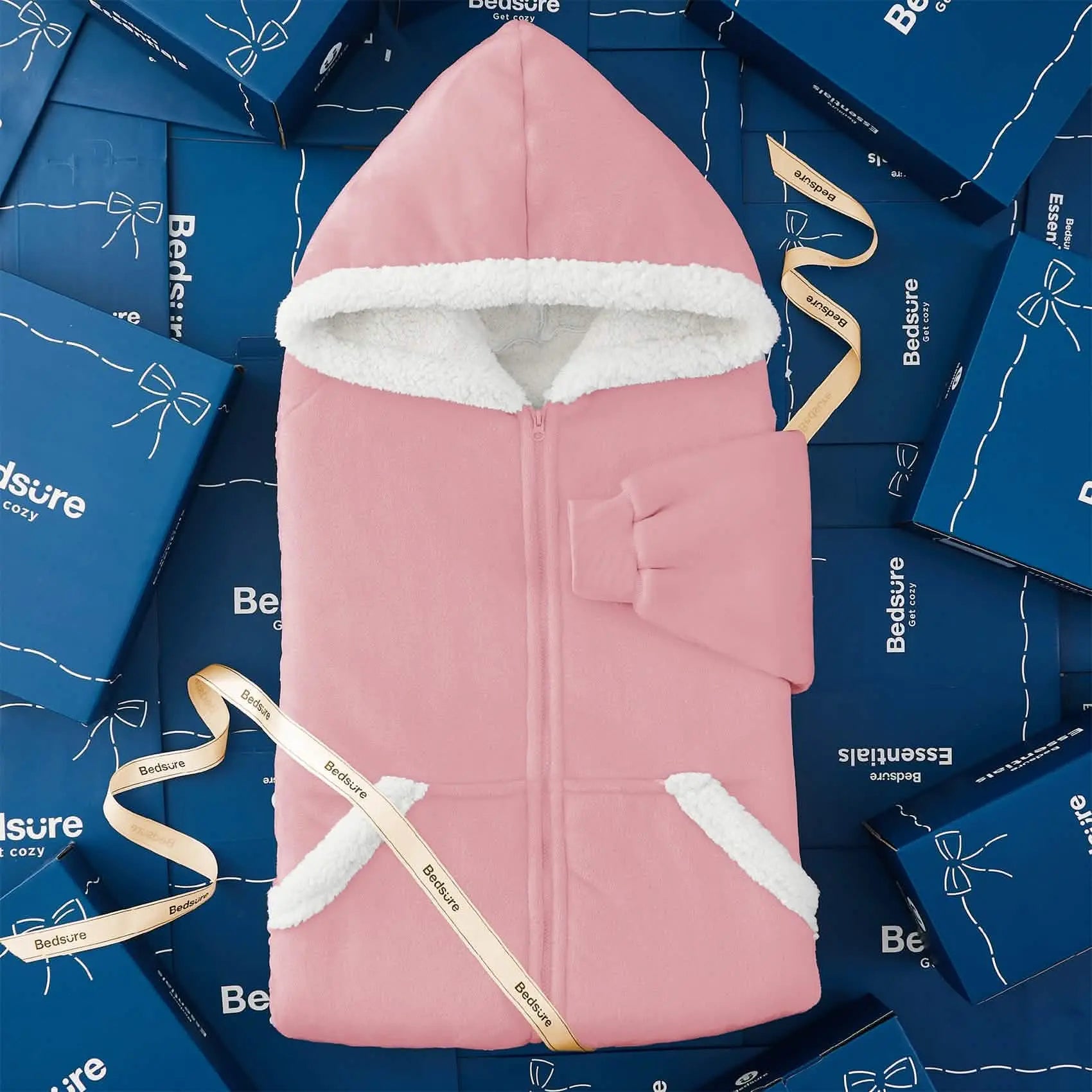 Sherpa Fleece Zippered Short Wearable Blanket Hoodie - TARHUS