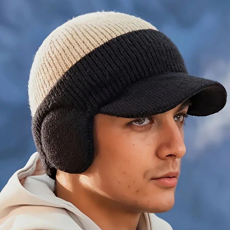 Men’s Winter Beanie with Ear Flaps – Warm Knit Outdoor Hat - TARHUS