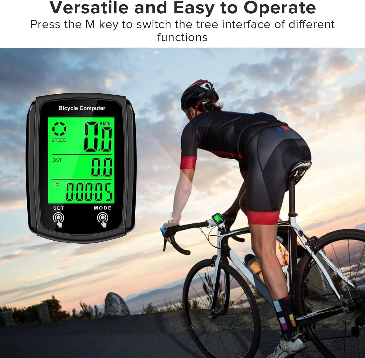 Cycling Speedometer for Bikes – Wireless Waterproof Bike Computer with Distance Tracker - TARHUS