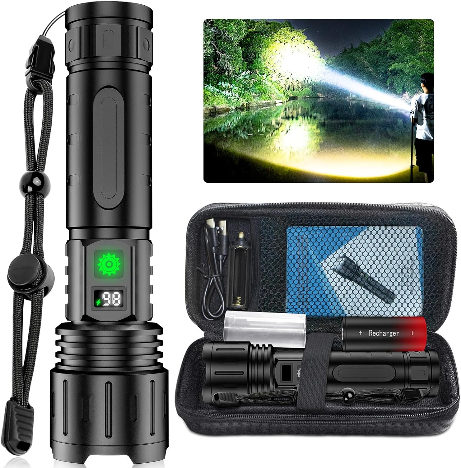 Ultra-Bright LED Flashlight – High-Lumen Rechargeable Multiple Light Modes - TARHUS