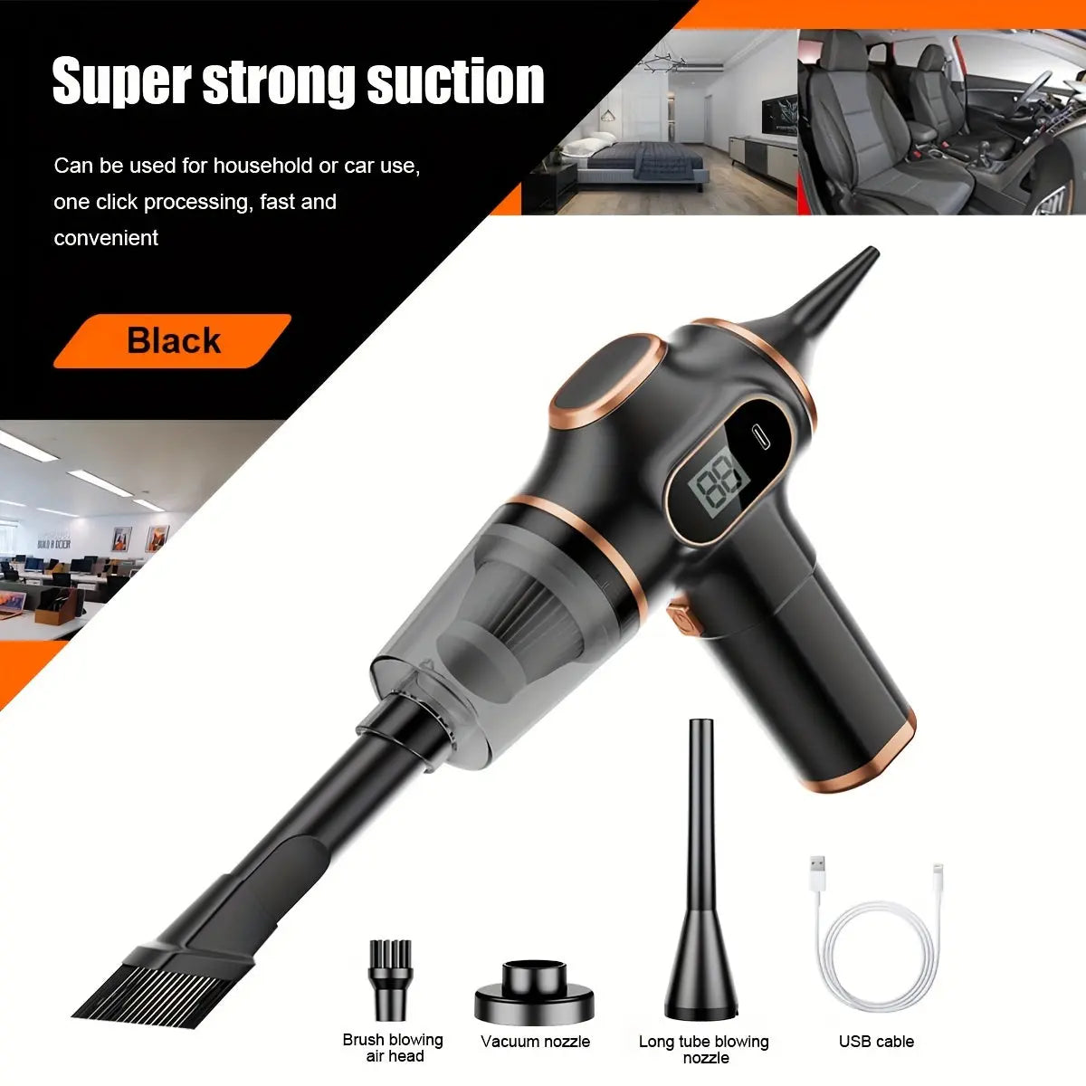 Cordless Handheld Vacuum – High Power, USB Rechargeable | Home & Car Use - TARHUS