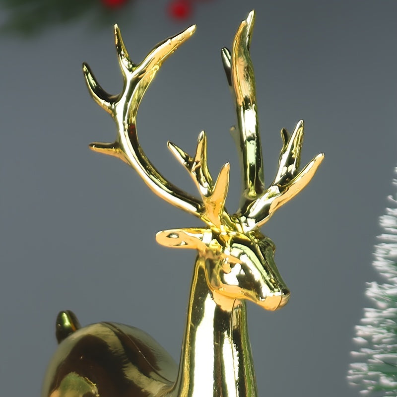 Pair of Golden Reindeer Statues – Elegant Holiday & Year-Round Decor | LuxeDeer TARHUS Home Decor