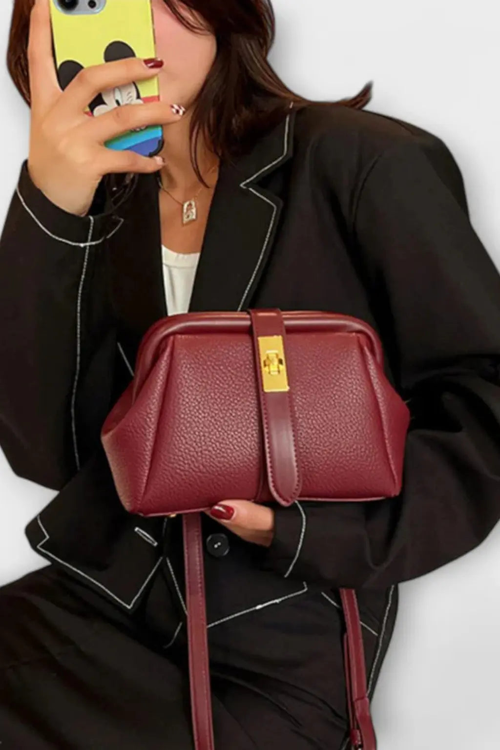 Joanna | Women Structured Mini Top Handle Crossbody Bag with Gold Clasp TARHUS