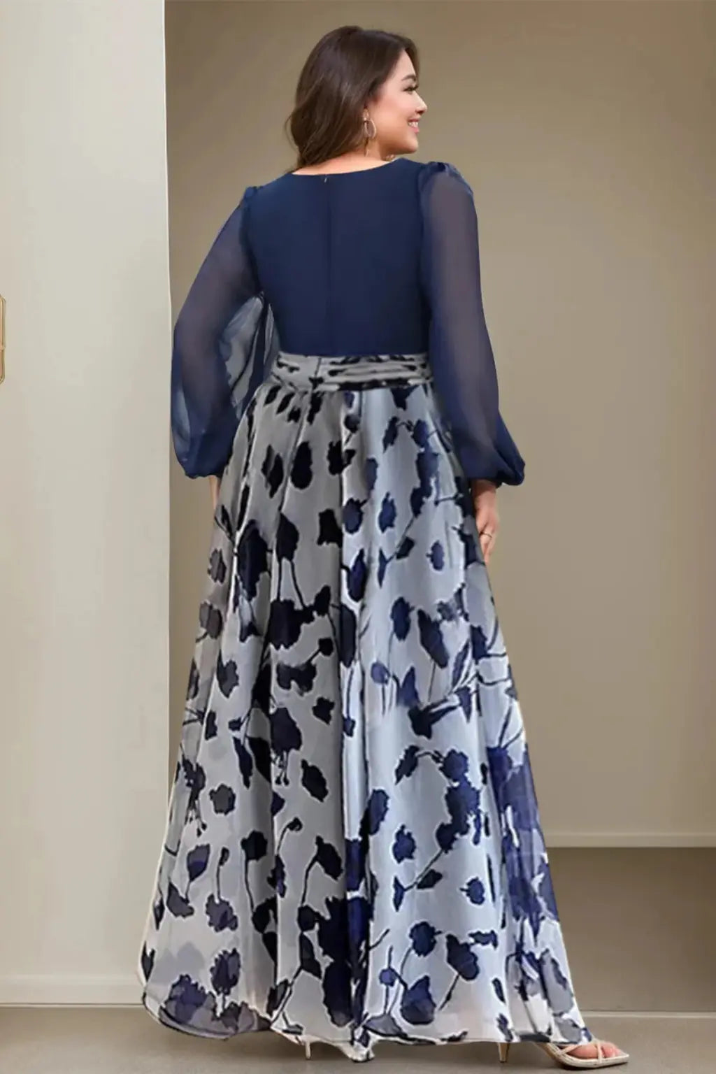 Valentina | Women V Neck Balloon Sleeve Floral Print Maxi Wedding Guest Dress TARHUS Mother of the Bride Dresses