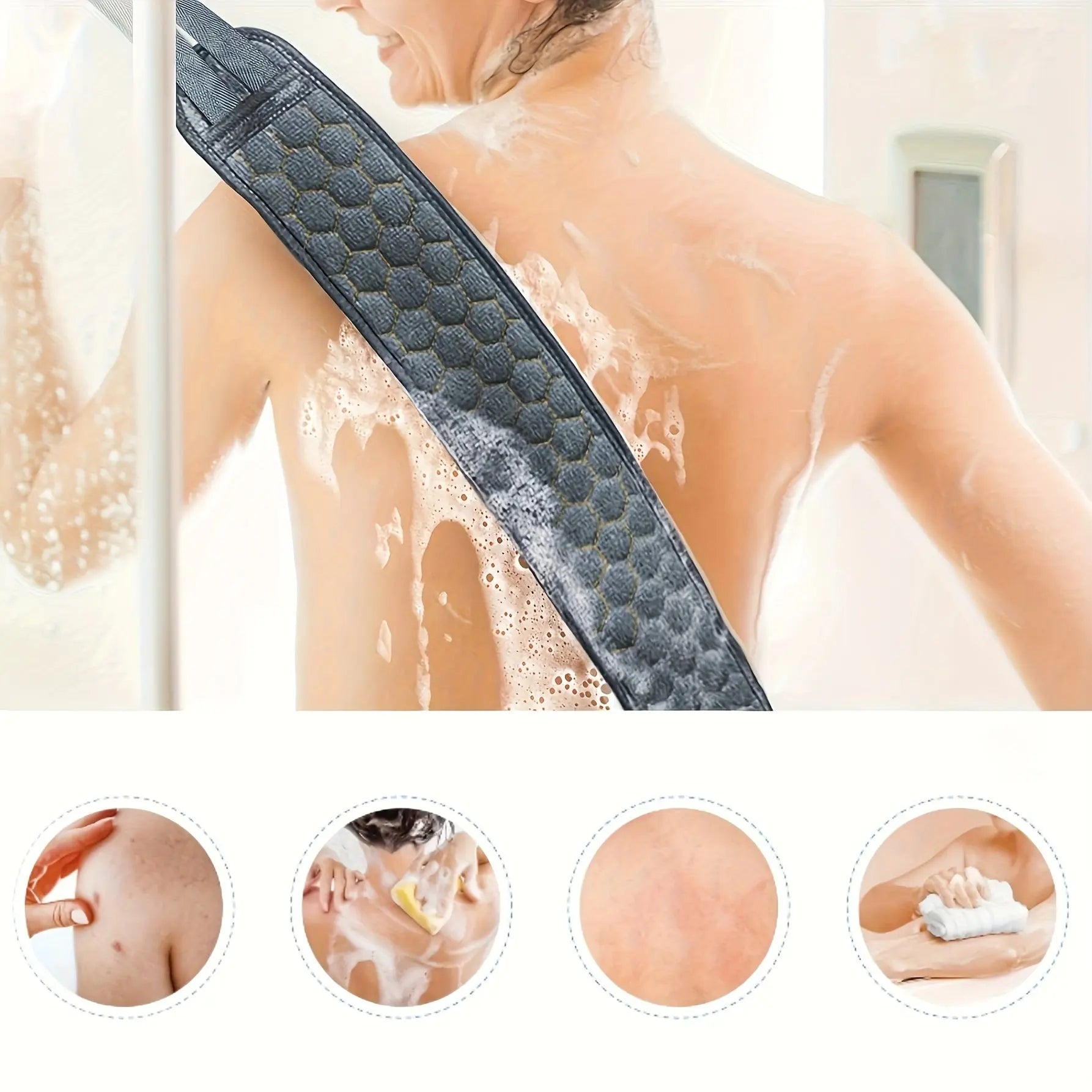 3-in-1 Exfoliating Shower Kit – Back Scrubber, Body Glove & Shower Pouf - TARHUS