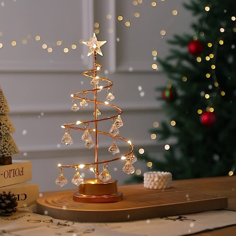 Elegant Metal Christmas Tree Lamp with Crystal Ornaments | LumiTree TARHUS Christmas