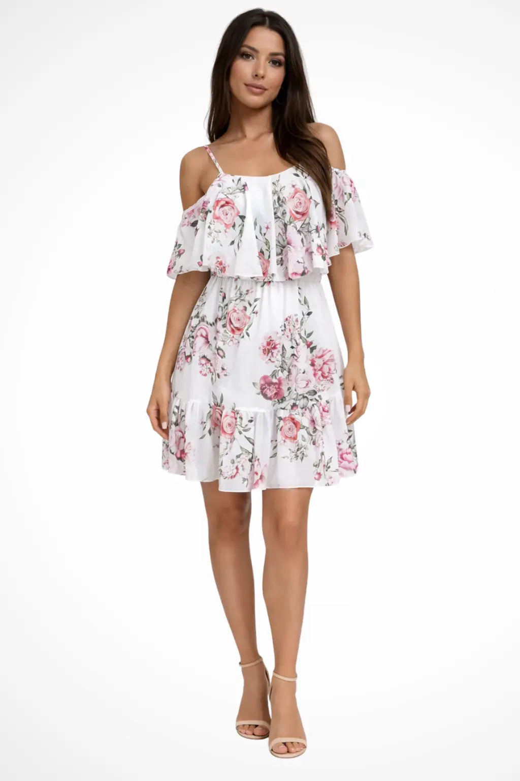 Lila | Women Off Shoulder Floral Chiffon Ruffle Mini Boho Dress TARHUS