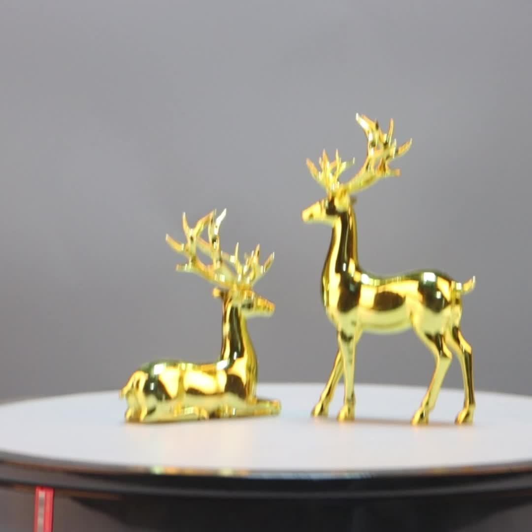 Pair of Golden Reindeer Statues – Elegant Holiday & Year-Round Decor | LuxeDeer TARHUS Home Decor