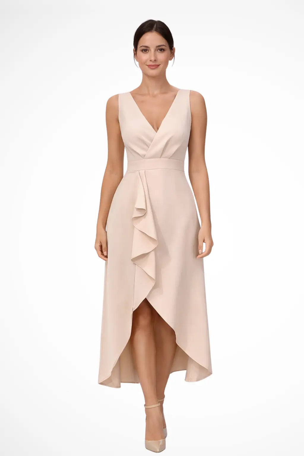 Eliane | Women’s Sleeveless Wrap Style Midi Wedding Guest Dress with Asymmetric Hem TARHUS Maxi Dress